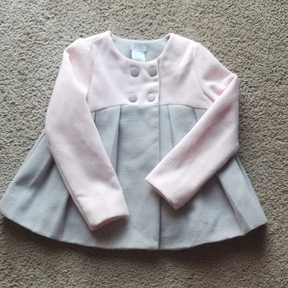 Tahari Pink and Gray Pea Coat Cozy Elegance